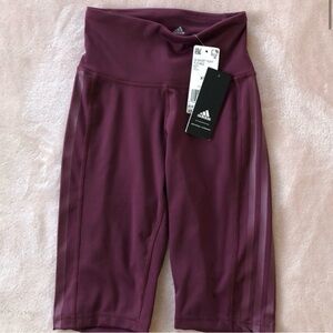 Adidas 3S High Waisted Biker Shorts Burgundy Athletic Shorts